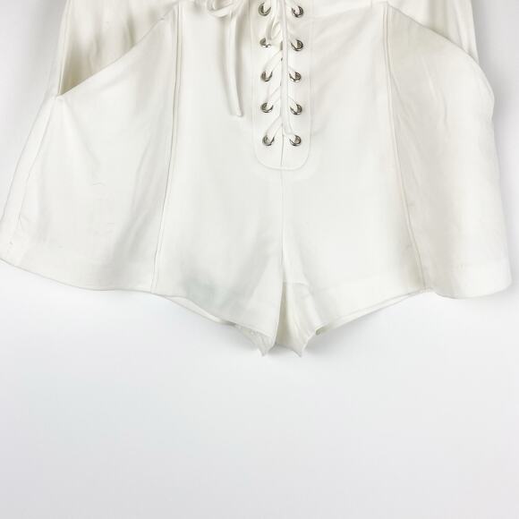 A.L.C. Kyle Crepe White Lace-Up Shorts High Waist Pockets Women’s Size 8 - Picture 5 of 11
